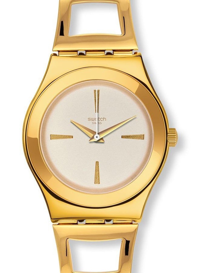 Swatch ساعة يد نسائية بحركة كوارتز جولدنلي مقاومة للماء - 34 ملم - Image 3