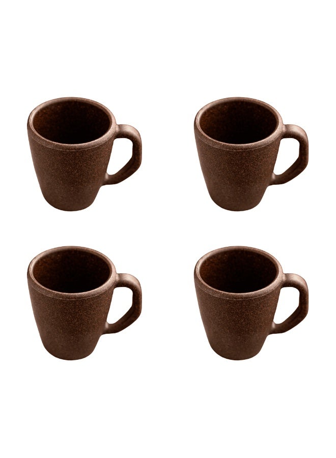 FRENVI Earth-Friendly Classic Coffee Mini Mug Set of 4 |150 ml|Made with Rice Husk & Bamboo Fibers|Microwave Safe|Hot & Cold Coffee Cup, Milk & Tea Cup |Matte Finish mugs| Cofee Brown - Image 1