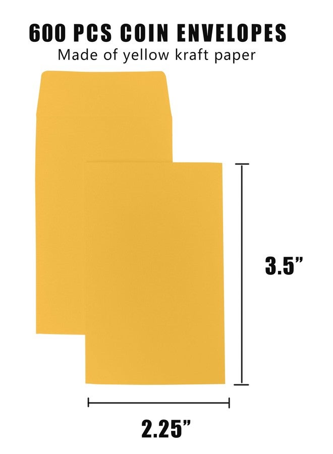 Homrelaxy #1 600 Pcs Small Coin Envelopes 2.25" x 3.5" with Gummed Flap, Yellow Kraft Mini Envelopes for Storing Keys, Stamps, Seeds, Tips and Small Items (600) - Image 2