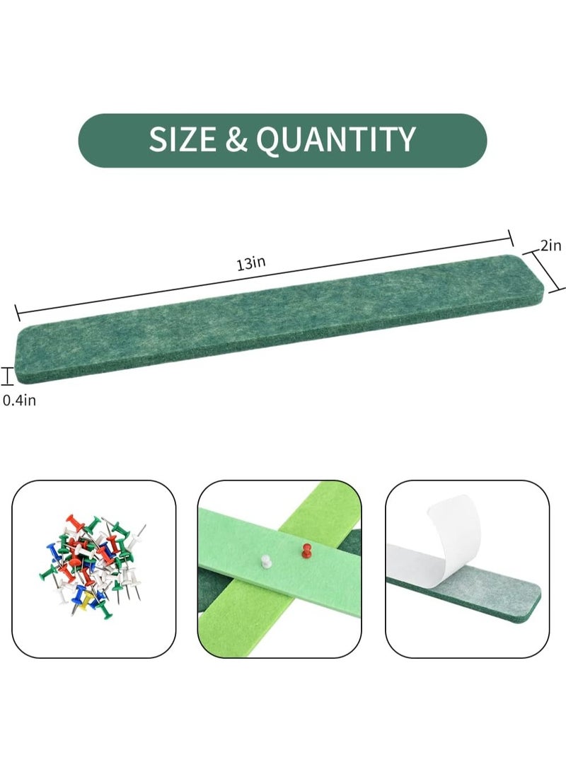 YelaJoy 8 Pcs Green Cork Board Bar Strips with 35 Pushpins & Sticky Notes, Self-Adhesive Bulletin Board Strips No Damage for Wall, Felt Pin Board for Paste Notes, Photos, Schedules Office Decor - Image 2