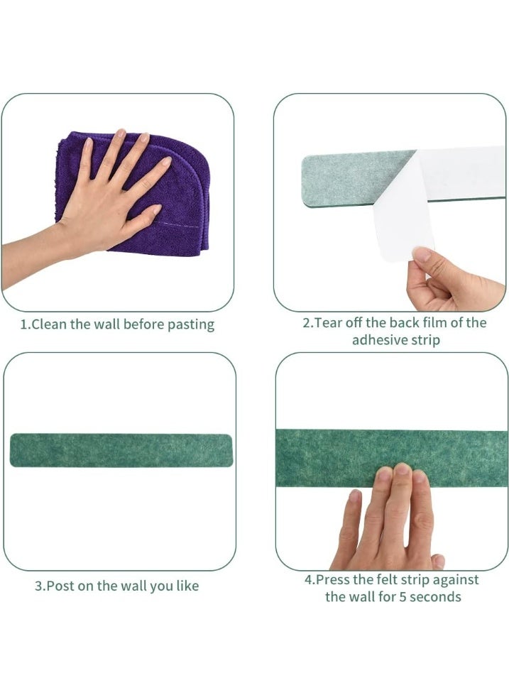 YelaJoy 8 Pcs Green Cork Board Bar Strips with 35 Pushpins & Sticky Notes, Self-Adhesive Bulletin Board Strips No Damage for Wall, Felt Pin Board for Paste Notes, Photos, Schedules Office Decor - Image 3