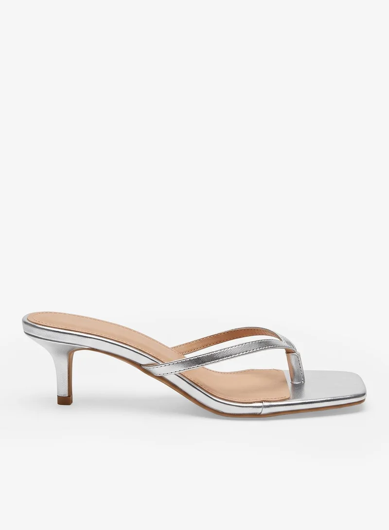 Truffle Kitten Heel Thong Sandals Silver