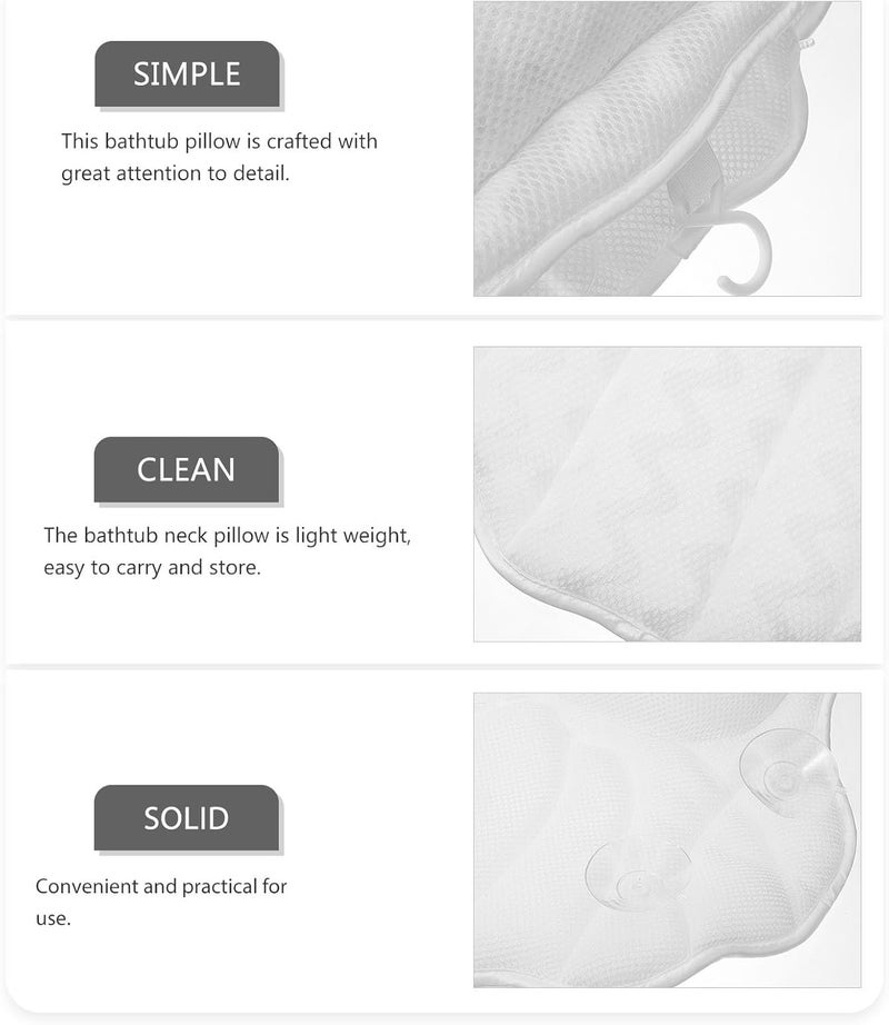 Bath Pillow with Suction Cups, Washable Bathtub Head and Neck Rest Cushion, Non-Slip Spa Accessory for Relaxing Home Bath and Shower Use - Image 3