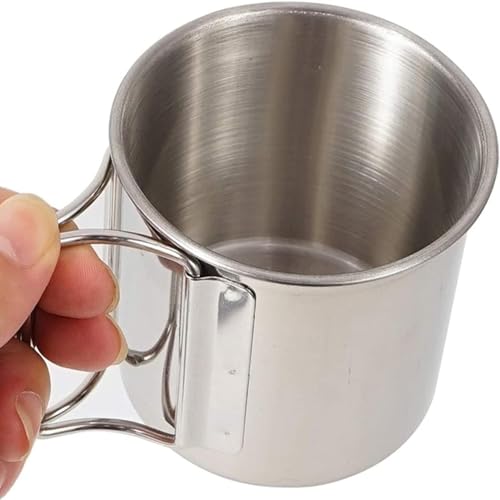 CLUEMART Camping Cup,4pc Stainless Steel Camping Campfire Mug with Handle, Portable Cups with Folding Handle & Mesh Bag for Touring Trips Outdoor Camping Campfire (4pc) - Image 5