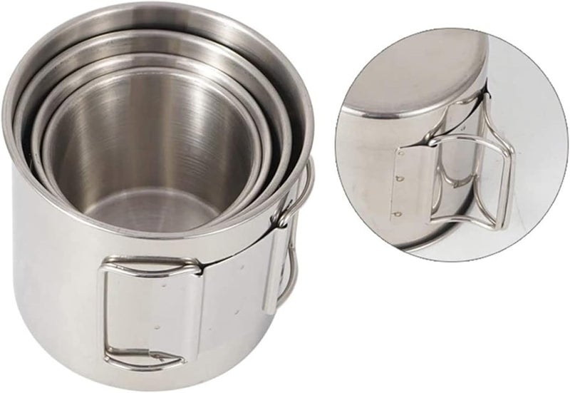 CLUEMART Camping Cup,4pc Stainless Steel Camping Campfire Mug with Handle, Portable Cups with Folding Handle & Mesh Bag for Touring Trips Outdoor Camping Campfire (4pc) - Image 4