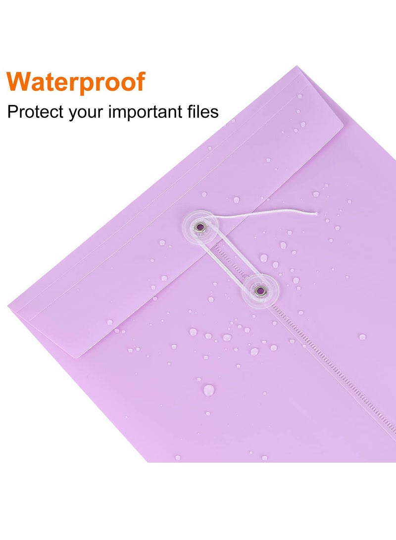 A4 Folder, Plastic Expandable Envelope Document Bag with String Tie Closure , Large Capacity Information Bag for Home Office School 8pcs, 4 Colors - Image 3