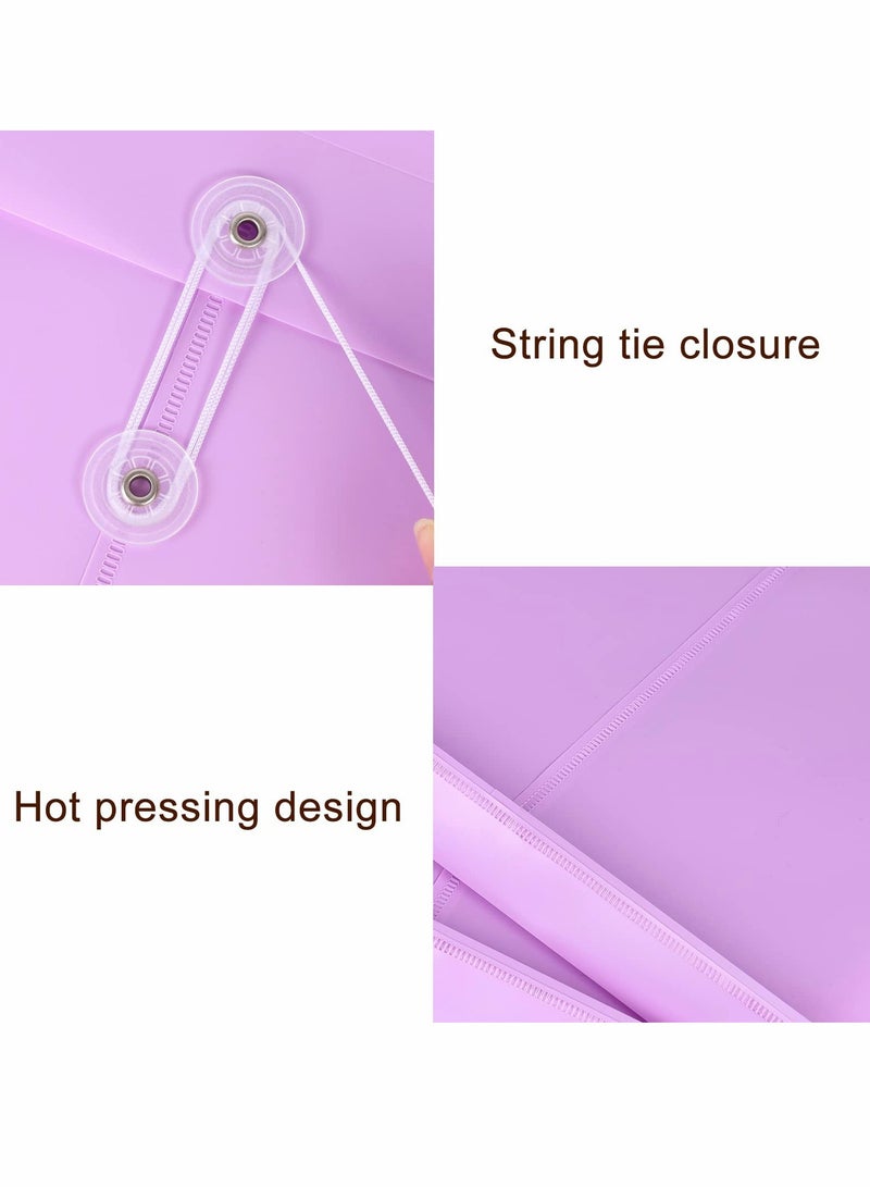 A4 Folder, Plastic Expandable Envelope Document Bag with String Tie Closure , Large Capacity Information Bag for Home Office School 8pcs, 4 Colors - Image 2