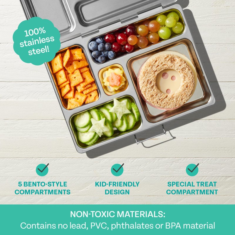 PlanetBox Rover Stainless Steel Bento Lunch Box with 5 Compartments, Sharks Carry Bag and Magnets - Image 3