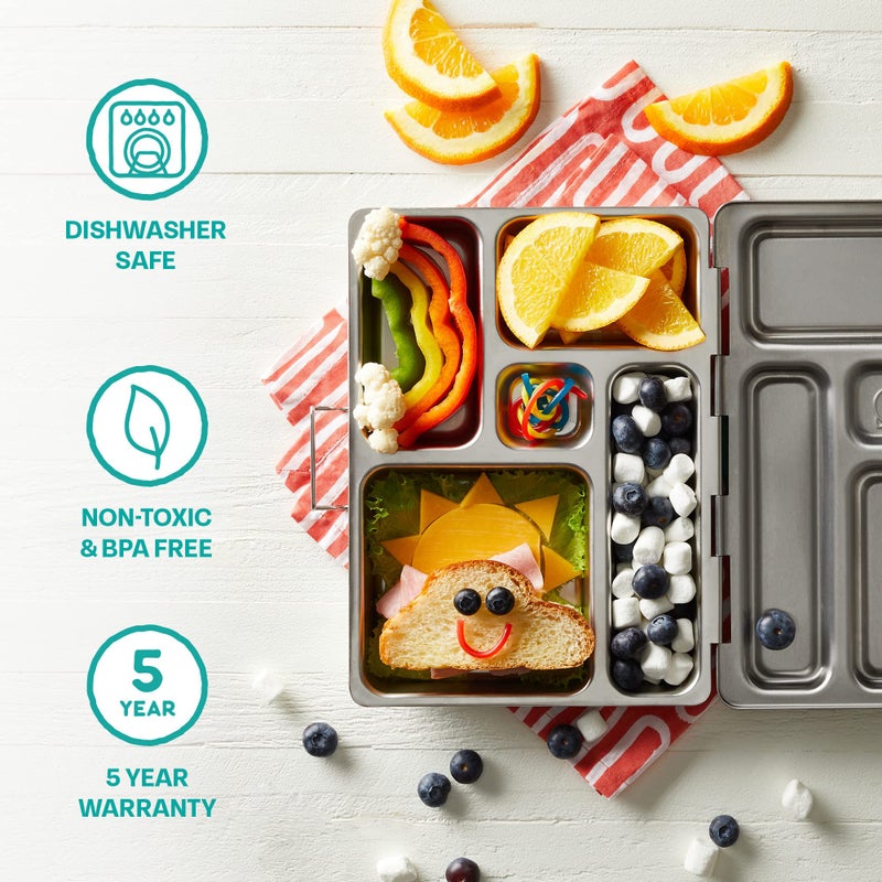 PlanetBox Rover Stainless Steel Bento Lunch Box with 5 Compartments, Sharks Carry Bag and Magnets - Image 5