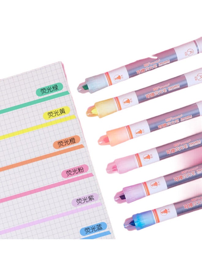 Truecolor Erasable Highlighter Marker Pen, Candy Color Dual-tip Colored Pen, Journal Pen, Word Pen, Thick Line Highlighting Set, Marker Pen, Colorful Student Pen, Zc151-6 Colors - Image 2