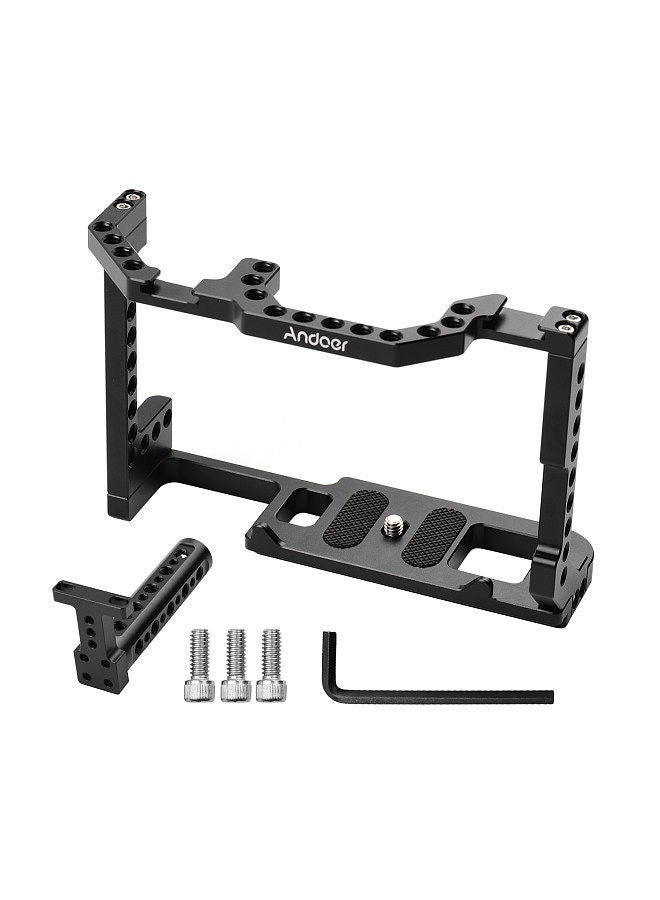 ANDOER Andoer Camera Cage + Top Handle Kit Aluminum Alloy with Dual Cold Shoe Mount 1/4 Inch Screw Compatible with Canon EOS 90D/80D/70D DSLR Camera  - Image 2