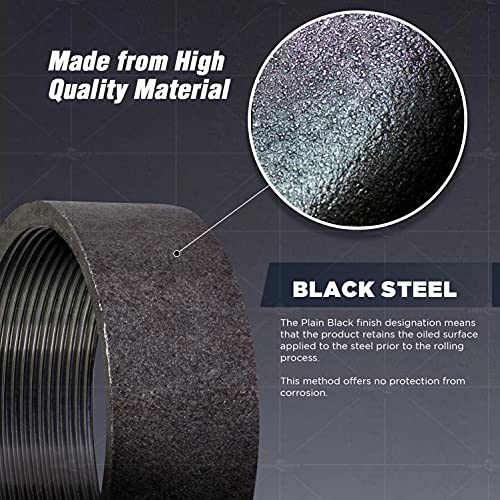 SUPPLYGIANT Supply Giant NCID0014 1/4" Black Merchant Steel Half Coupling with Female Connection with Straight Tapped Thread, 4 - Image 5