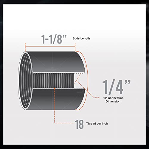 SUPPLYGIANT Supply Giant NCID0014 1/4" Black Merchant Steel Half Coupling with Female Connection with Straight Tapped Thread, 4 - Image 4