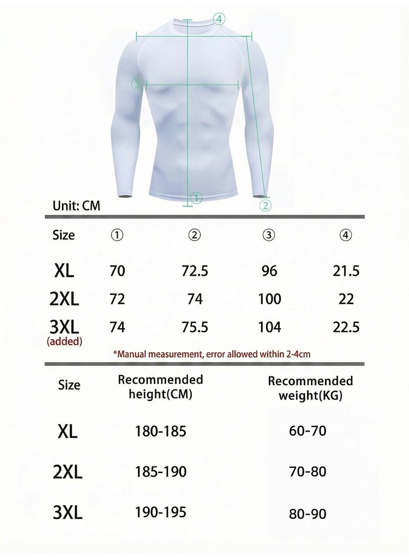 UANIQ Long Sleeve Sports T-Shirt for Men Quick-Dry Cooling White Shirt for Thobe Undershirt and Gym Breathable Plus Size XL-3XL Base Layer for Outdoor Daily Wear and Kashta (White) - Image 2