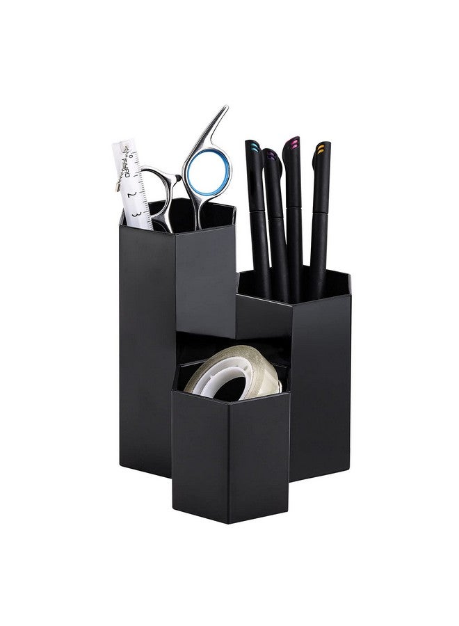 LoveBB Makeup Brush Holder Organizer, 3 Slot Plastic Cosmetics Brushes Pen Storage Solution, Black - Image 3
