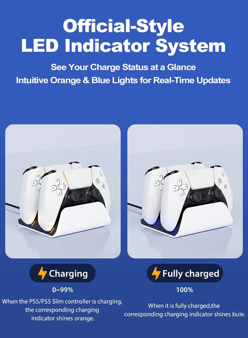 Chillspace PS5 Controller Charger Station with RGB LED - Fast Charging Dock for PS5/PS5 Slim, Edge & Dual Controller, Includes Charging Cable - Image 5