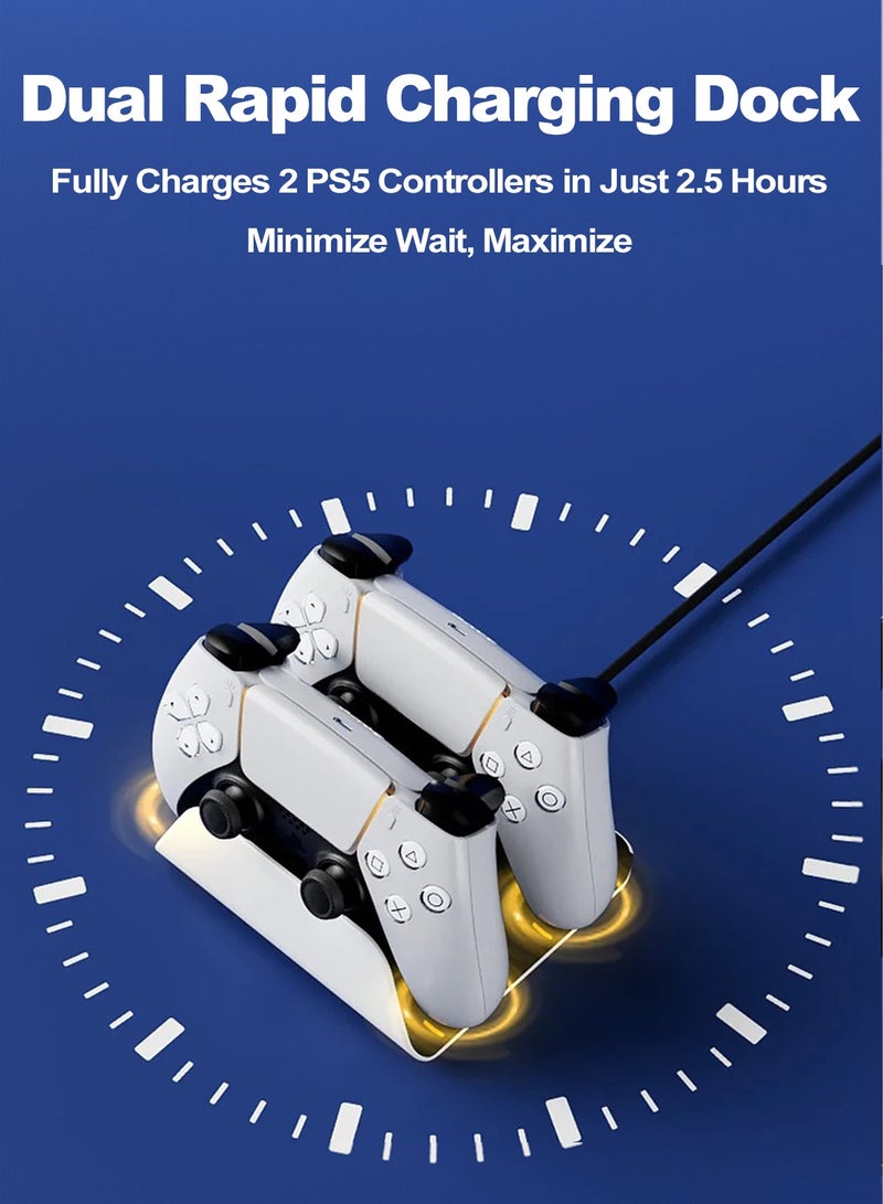 Chillspace PS5 Controller Charger Station with RGB LED - Fast Charging Dock for PS5/PS5 Slim, Edge & Dual Controller, Includes Charging Cable - Image 3