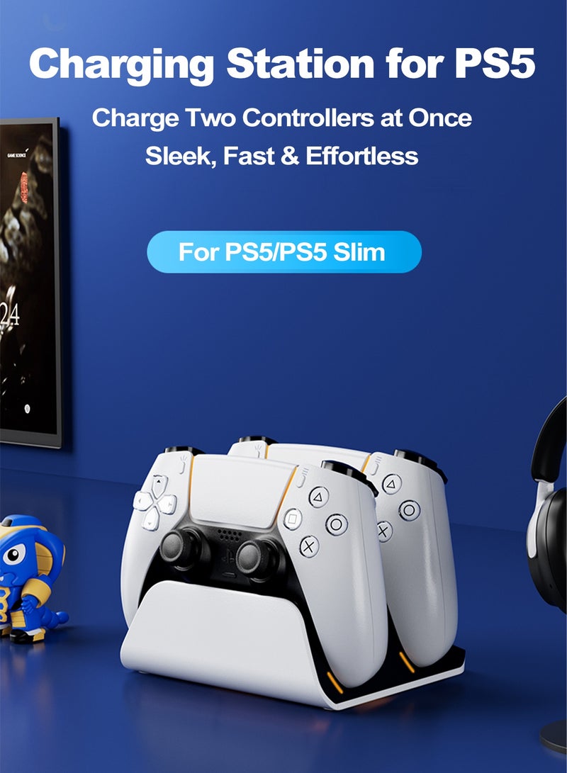 Chillspace PS5 Controller Charger Station with RGB LED - Fast Charging Dock for PS5/PS5 Slim, Edge & Dual Controller, Includes Charging Cable - Image 2
