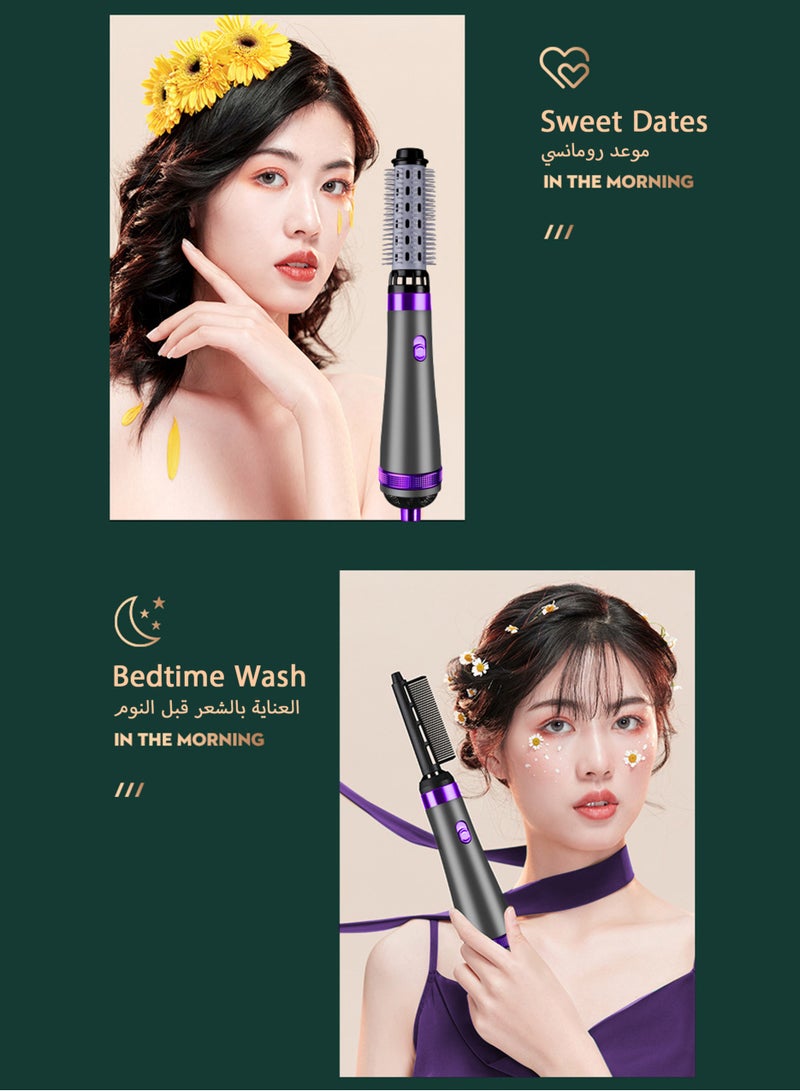 Generic 5-in-1 Curling Iron Set with Blow-Drying & Combing Functions, Interchangeable Ceramic Barrels for Versatile Curls & Waves  - Image 3