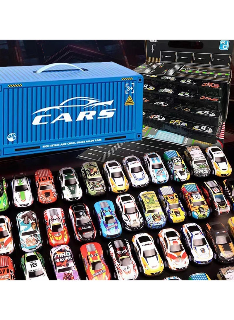 general 48 Pcs Toys Cars Party Favors Pull Back Race Cars Toy Mini Kids Toys for Boys Girls Toddlers Party Goodie Bag for 3-10 Years Old Kids Boys Girls Gift with Map and Storage Box - Image 1