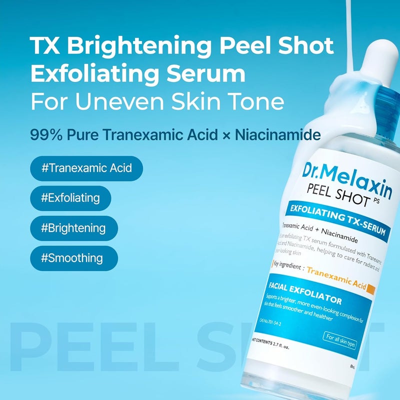 Dr. Melaxin د. ميلاكسين بيل شوت سيروم تقشير TX 80 مل – 99% حمض الترانيكساميك النقي والنياسيناميد + AHA PHA لتفتيح وتقشير البشرة غير المتساوية، البقع الداكنة والبهتان | تنعيم | العناية بالبشرة الكورية - Image 2