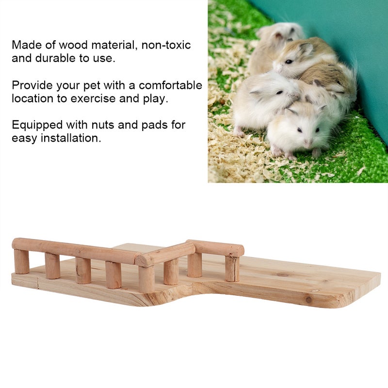 Wooden Rest Platform with Railing Small Pet Wooden Toys for Hamster Small Animals Climbing - Image 4