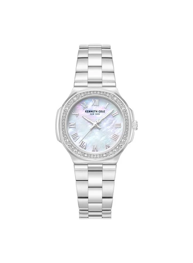 كينيث كول نيو يورك ساعة روكلاند نسائية بسوار ستانلس ستيل وميناء من عرق اللؤلؤ -  مم
