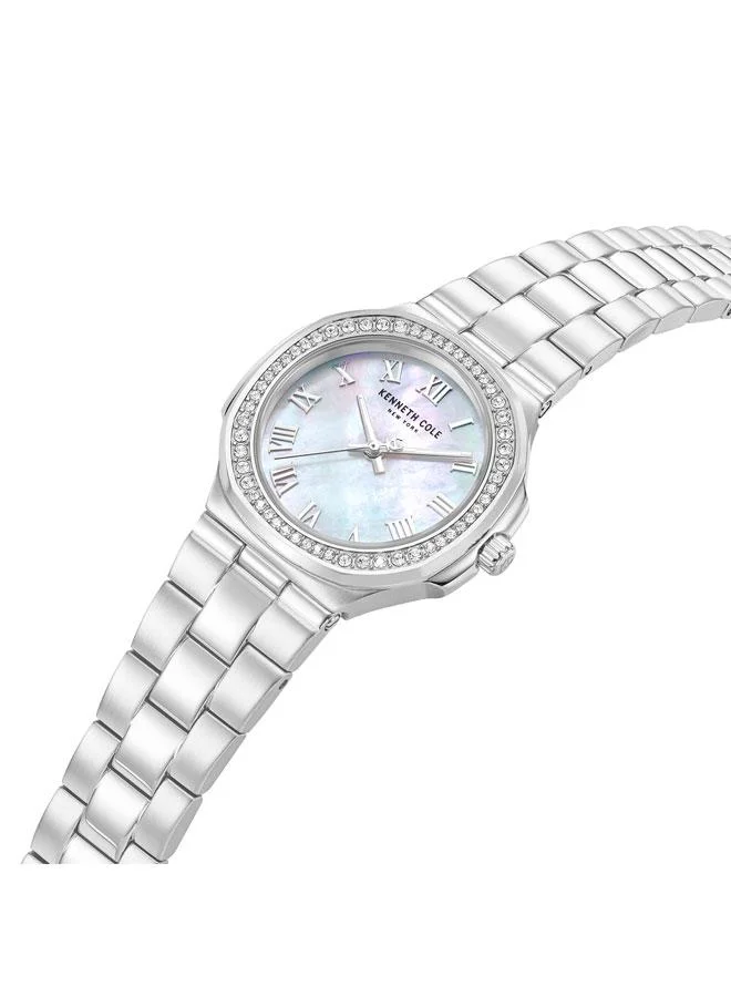 كينيث كول نيو يورك ساعة روكلاند نسائية بسوار ستانلس ستيل وميناء من عرق اللؤلؤ -  مم