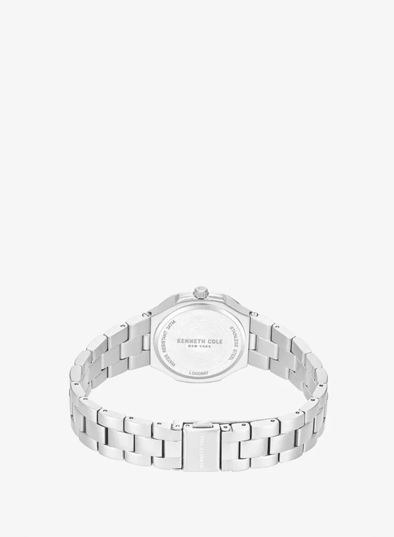 Kenneth Cole New York silver Rockland White Mother-of-pearl Dial Stainless Steel Bracelet Analog Watch for Women - 33mm for Women | Best Price UAE