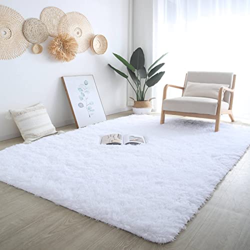 CAIYUECS Ultra Soft Shag Area Rug for Indoor, Kids Bedroom Living Room, Non-Skid Modern Nursery Faux Fur Fluffy Plush Rugs for Christmas Rug Home Decor (5x7 Feet, White) - Image 2