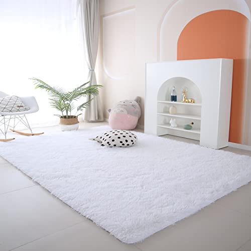 CAIYUECS Ultra Soft Shag Area Rug for Indoor, Kids Bedroom Living Room, Non-Skid Modern Nursery Faux Fur Fluffy Plush Rugs for Christmas Rug Home Decor (5x7 Feet, White) - Image 3