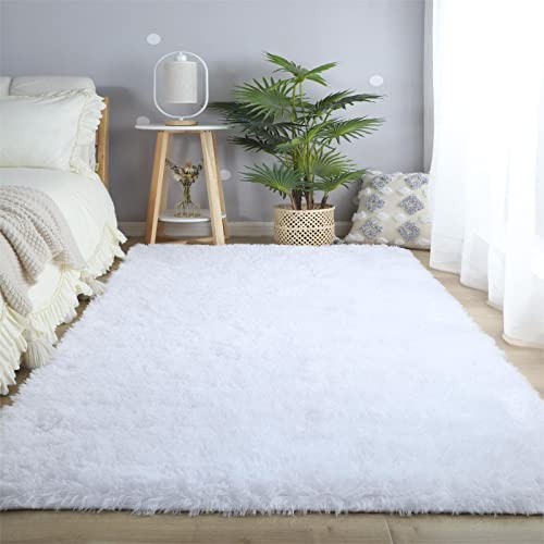CAIYUECS Ultra Soft Shag Area Rug for Indoor, Kids Bedroom Living Room, Non-Skid Modern Nursery Faux Fur Fluffy Plush Rugs for Christmas Rug Home Decor (5x7 Feet, White) - Image 4