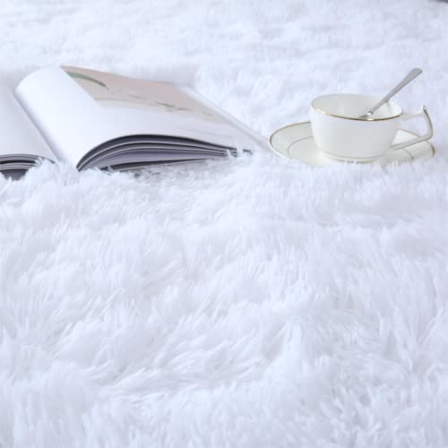CAIYUECS Ultra Soft Shag Area Rug for Indoor, Kids Bedroom Living Room, Non-Skid Modern Nursery Faux Fur Fluffy Plush Rugs for Christmas Rug Home Decor (5x7 Feet, White) - Image 5