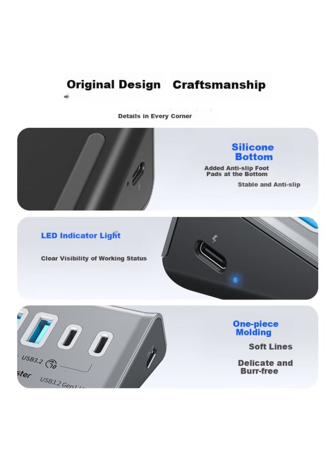 Yottamaster Yuda Master Usb3.2 Hub Expansion Dock, High-speed 4-port Hub Expansion Dock, Suitable For Black Myth： Wukong Computer Converter With Power Extension Cable, 0.5 Meters - Image 3