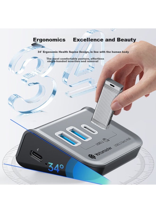 Yottamaster Yuda Master Usb3.2 Hub Expansion Dock, High-speed 4-port Hub Expansion Dock, Suitable For Black Myth： Wukong Computer Converter With Power Extension Cable, 0.5 Meters - Image 2