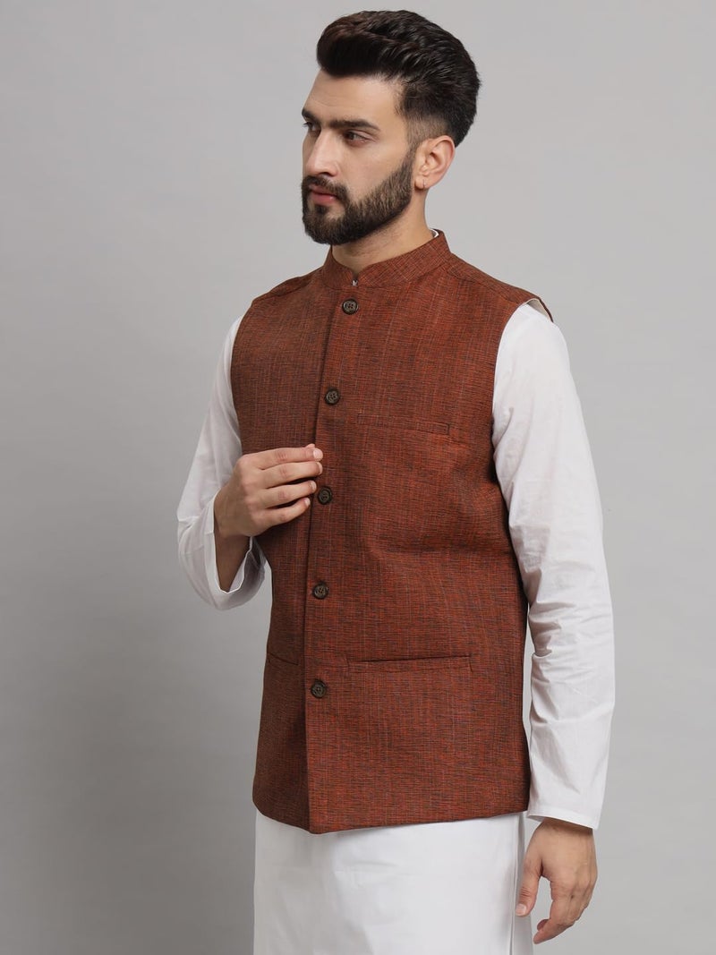LATEST CHIKAN Men's Traditional Cotton Nehru Jacket/Waistcoat,38 - Image 3