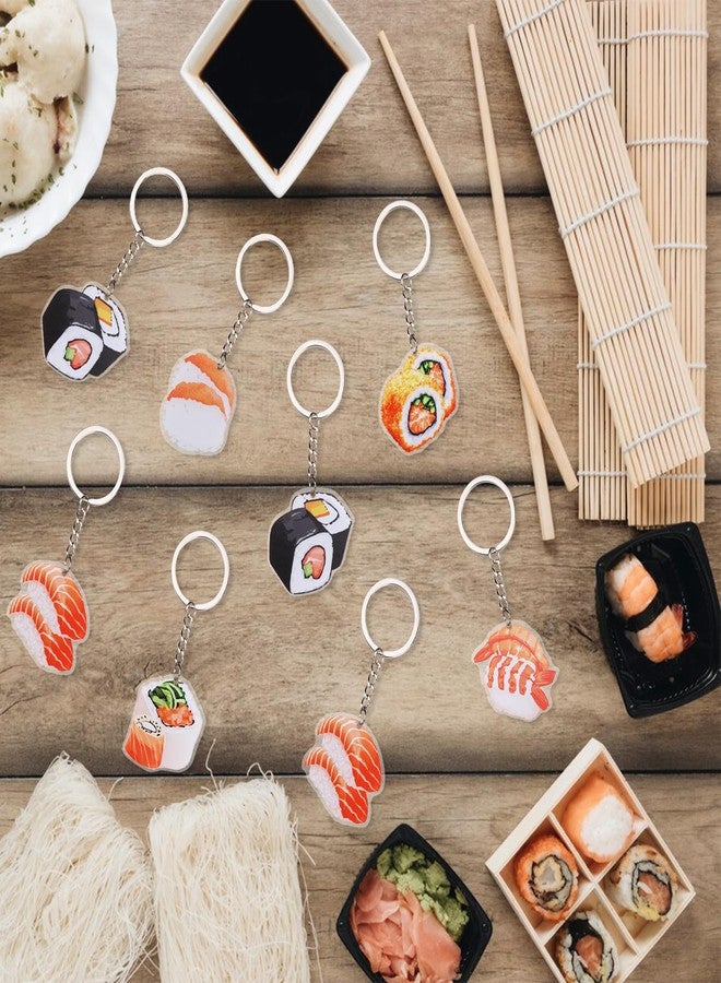 Serencatcher Japanese Party Decorations, 12pcs Sushi Party Favors Keychain Double-sided Printing Japanese Food Keychain for Asian Food Theme Party Supplies - Image 5