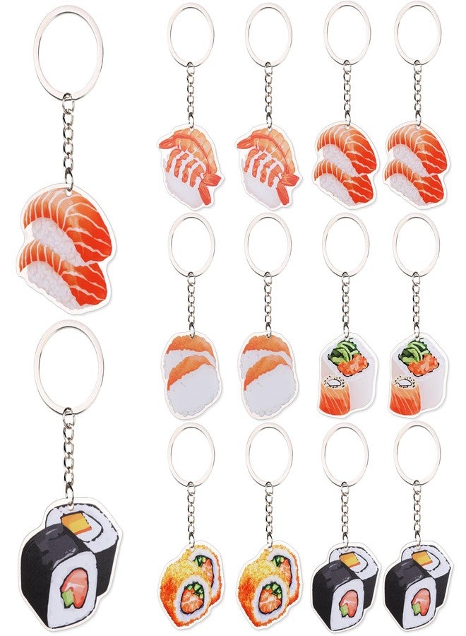 Serencatcher Japanese Party Decorations, 12pcs Sushi Party Favors Keychain Double-sided Printing Japanese Food Keychain for Asian Food Theme Party Supplies - Image 1