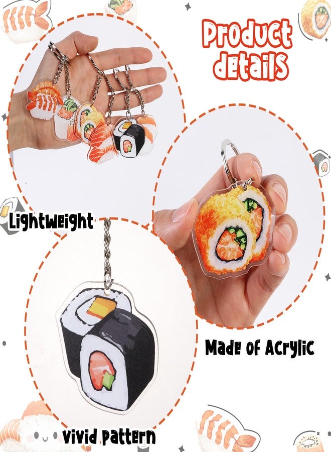 Serencatcher Japanese Party Decorations, 12pcs Sushi Party Favors Keychain Double-sided Printing Japanese Food Keychain for Asian Food Theme Party Supplies - Image 3