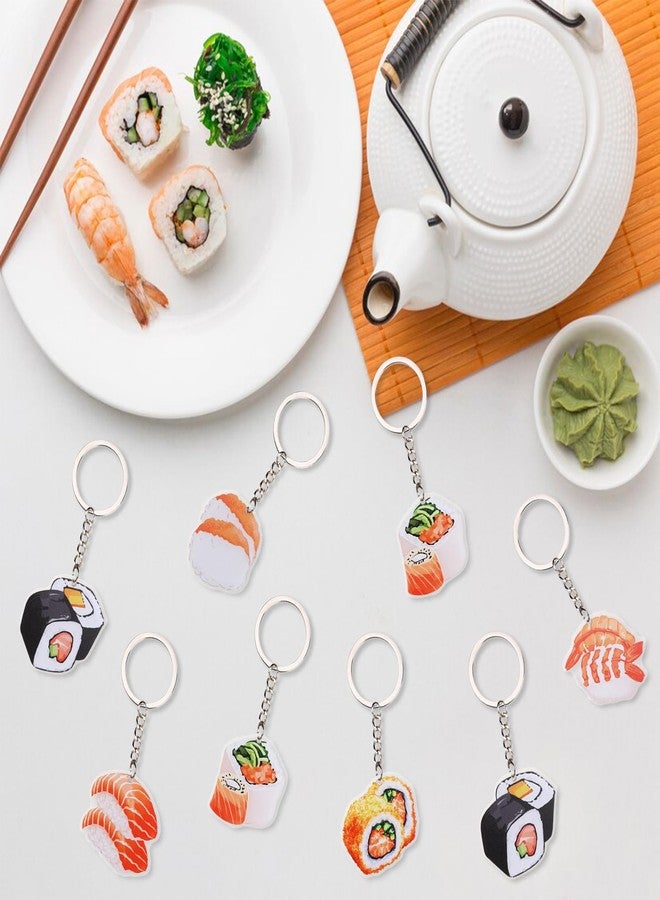 Serencatcher Japanese Party Decorations, 12pcs Sushi Party Favors Keychain Double-sided Printing Japanese Food Keychain for Asian Food Theme Party Supplies - Image 4