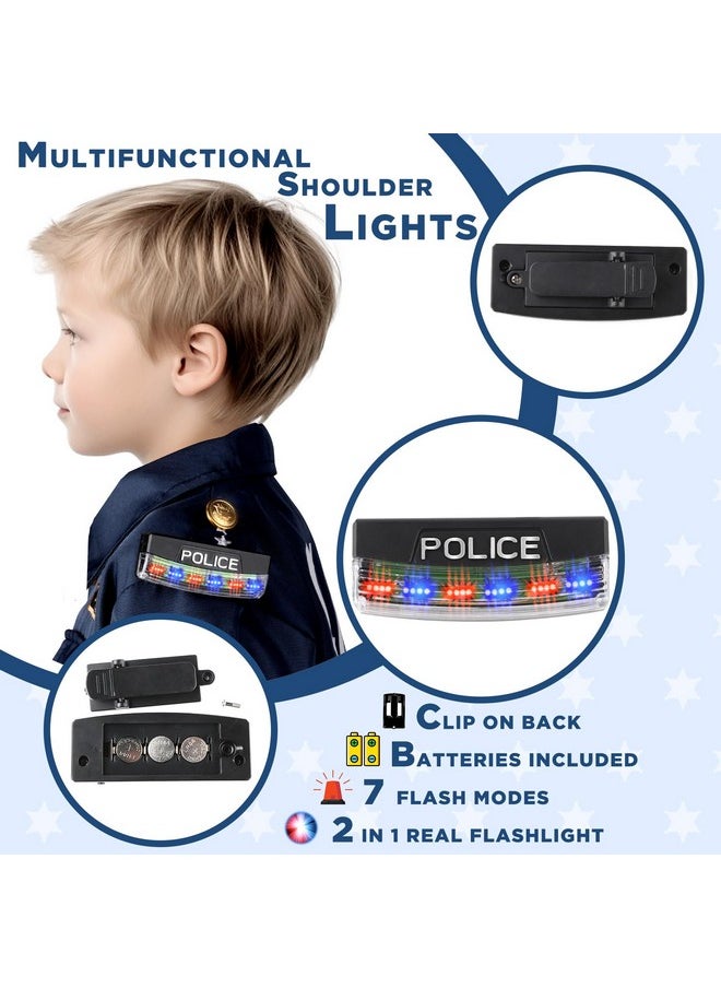 TEPSMIGO Police Officer Costume For Kids, Police Costume For Kids With Police Uniform, Recorder, Shoulder Police Lights, Halloween Costume For Boys Girls, Role Play Kit For Boys Girls  - Image 2