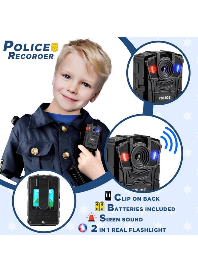 TEPSMIGO Police Officer Costume For Kids, Police Costume For Kids With Police Uniform, Recorder, Shoulder Police Lights, Halloween Costume For Boys Girls, Role Play Kit For Boys Girls  - Image 3
