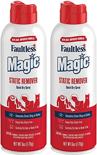 Magic Static Remover, Pack of 2 - No More Cling Static Spray, Eliminates Static Cling, Anti-Static Spray for Clothes, Furniture & Car, Controls Pet Hair (6 oz.) - Image 1