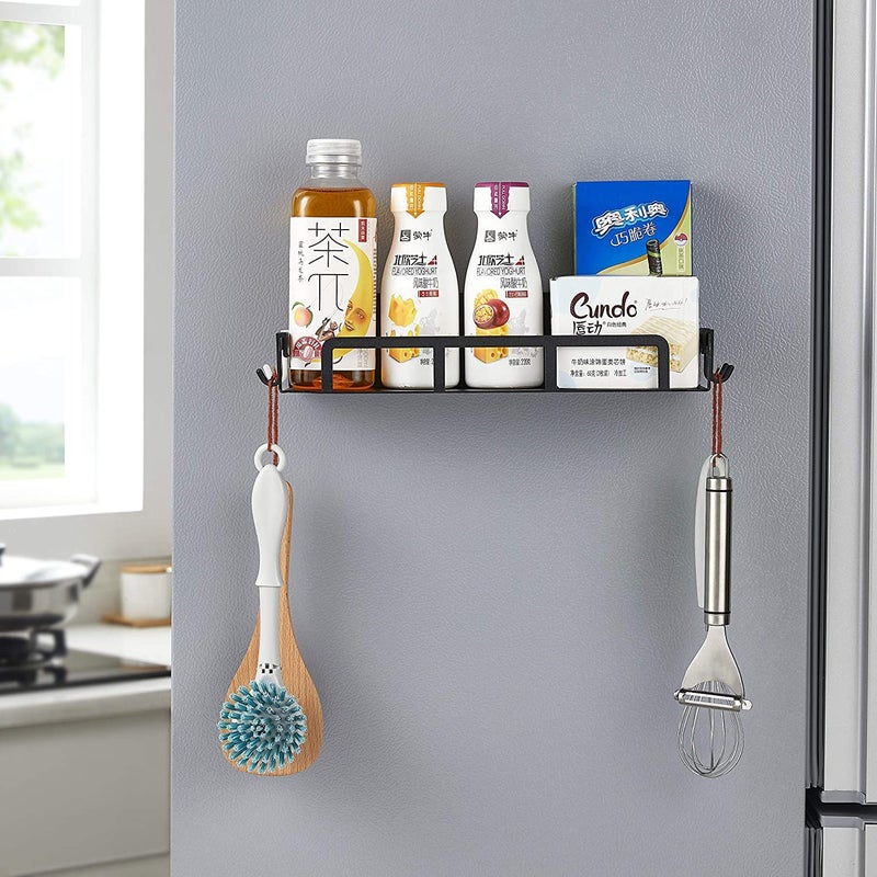 Freshwind Magnetic Kitchen Rack for Multipurpose Storage on Fridge Washing Machine Microwave Oven with Magnetic Side Shelves Rack Shelf Qty 1 Black - Image 2