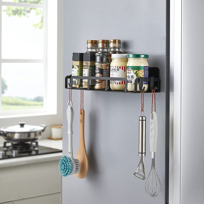 Freshwind Magnetic Kitchen Rack for Multipurpose Storage on Fridge Washing Machine Microwave Oven with Magnetic Side Shelves Rack Shelf Qty 1 Black - Image 4