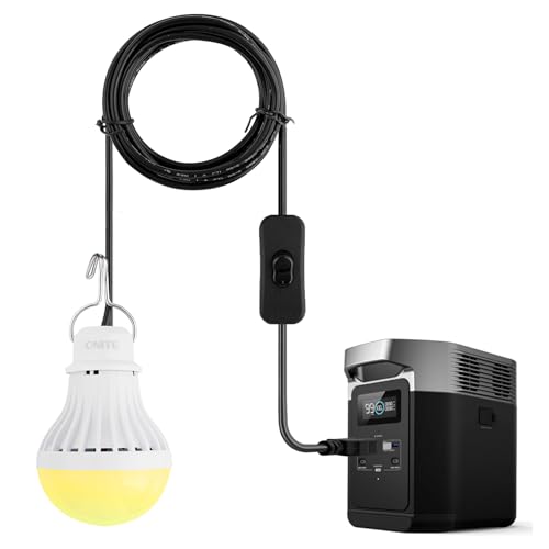 Onite USB LED Light Bulb, fits Most Portable Power Station & Solar Panel, Outdoor Lantern with Hook & 8.4ft Cord, Camping/Hiking/Power Outages Essential Gear, Van/Tent/Garage Use, 5W Warm White - Image 1