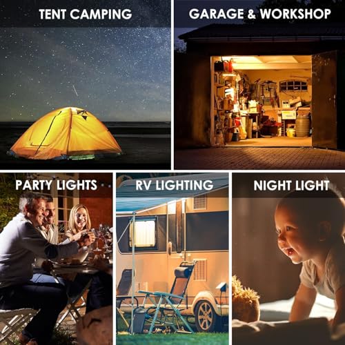 Onite USB LED Light Bulb, fits Most Portable Power Station & Solar Panel, Outdoor Lantern with Hook & 8.4ft Cord, Camping/Hiking/Power Outages Essential Gear, Van/Tent/Garage Use, 5W Warm White - Image 3