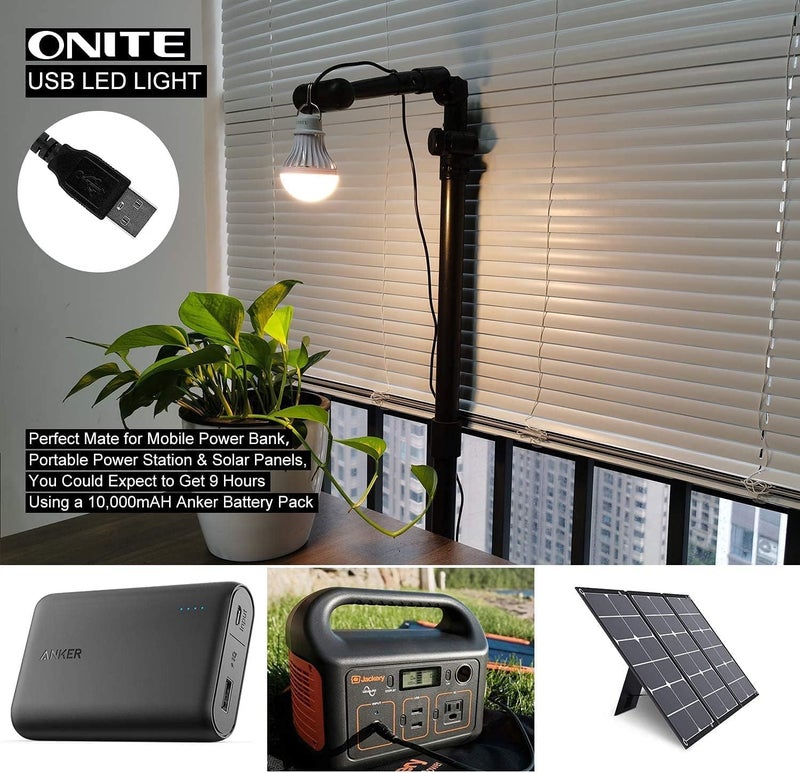 Onite USB LED Light Bulb, fits Most Portable Power Station & Solar Panel, Outdoor Lantern with Hook & 8.4ft Cord, Camping/Hiking/Power Outages Essential Gear, Van/Tent/Garage Use, 5W Warm White - Image 2