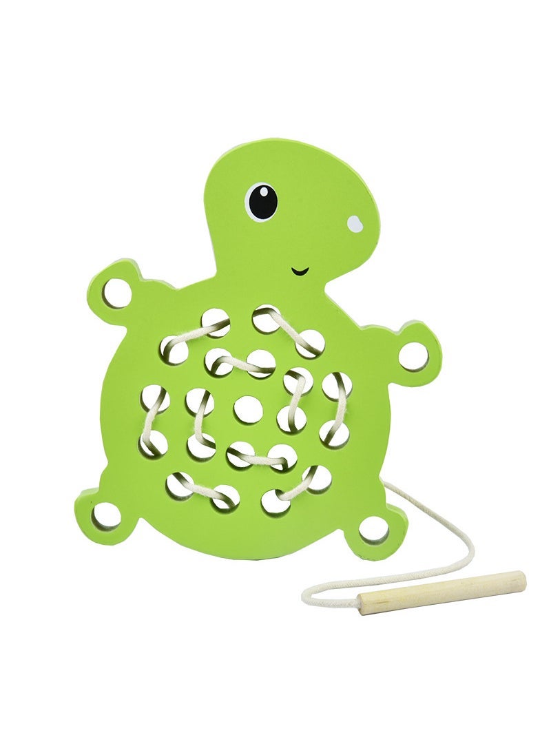 Childrens Wooden Sea Creature Lacing Toy Turtle threading board (color box)