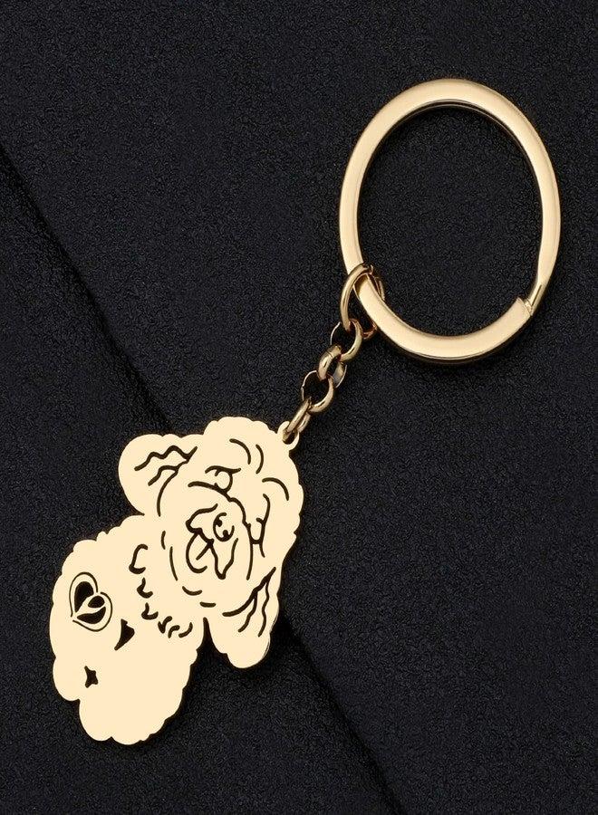 سلسلة مفاتيح على شكل كلب بودل لطيف من الفولاذ المقاوم للصدأ من لونييو، إكسسوارات هدايا جولدندودل لمحبي الكلاب، تعليقات مفاتيح وحقائب للنساء والفتيات (ذهبي) - Image 4